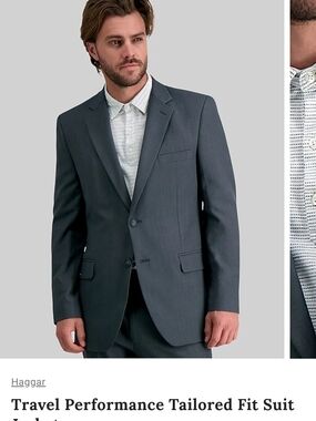 Haggar Men's Travel Performance Tailored Fit Suit Jacket - Charcoal Gray